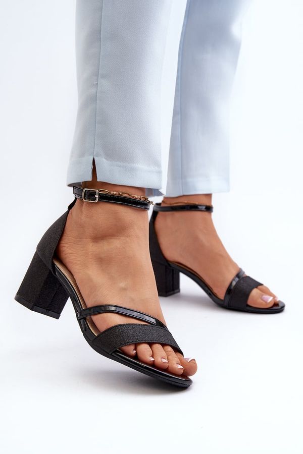 Kesi Shimmering Women's Low Heeled Sandals Black Ploemis
