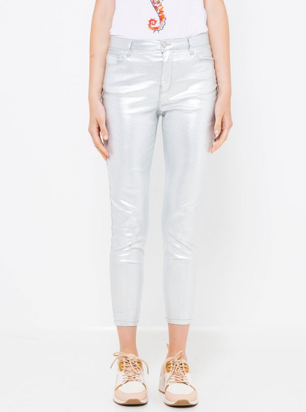 CAMAIEU Shiny shortened trousers in silver CAMAIEU - Ladies
