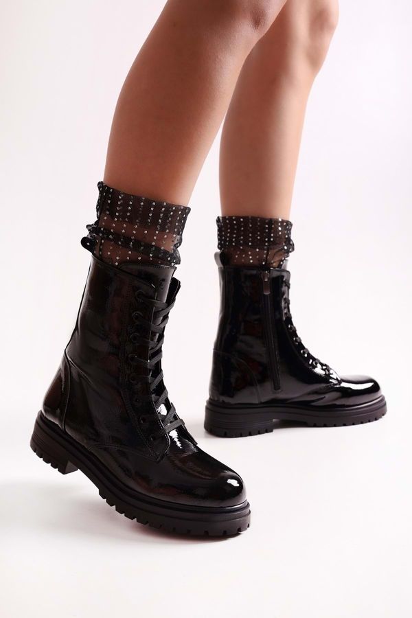 Shoeberry Shoeberry Women's Aleah Black Patent Leather Boots Boots Black Patent Leather.