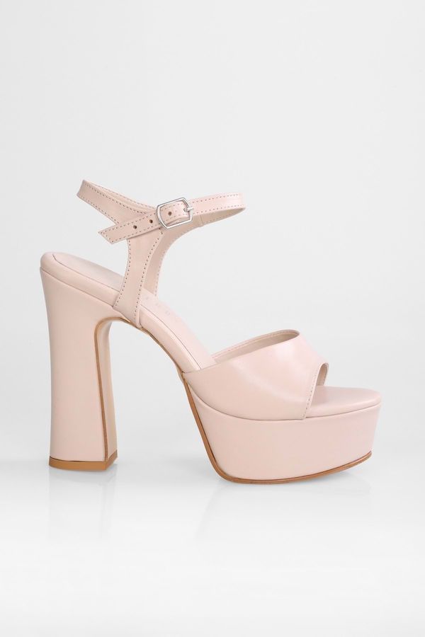 Shoeberry Shoeberry Women's Alyysa Nude Skin Platform Heel Shoes