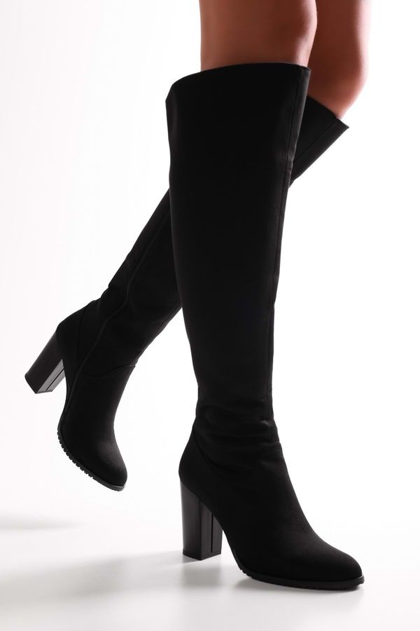 Shoeberry Shoeberry Women's Gila Black Suede Heeled Boots Black Suede