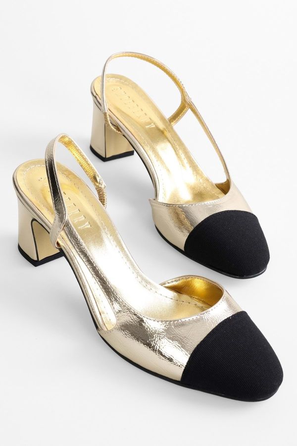 Shoeberry Shoeberry Women's Liera Gold Shiny Heeled Shoes