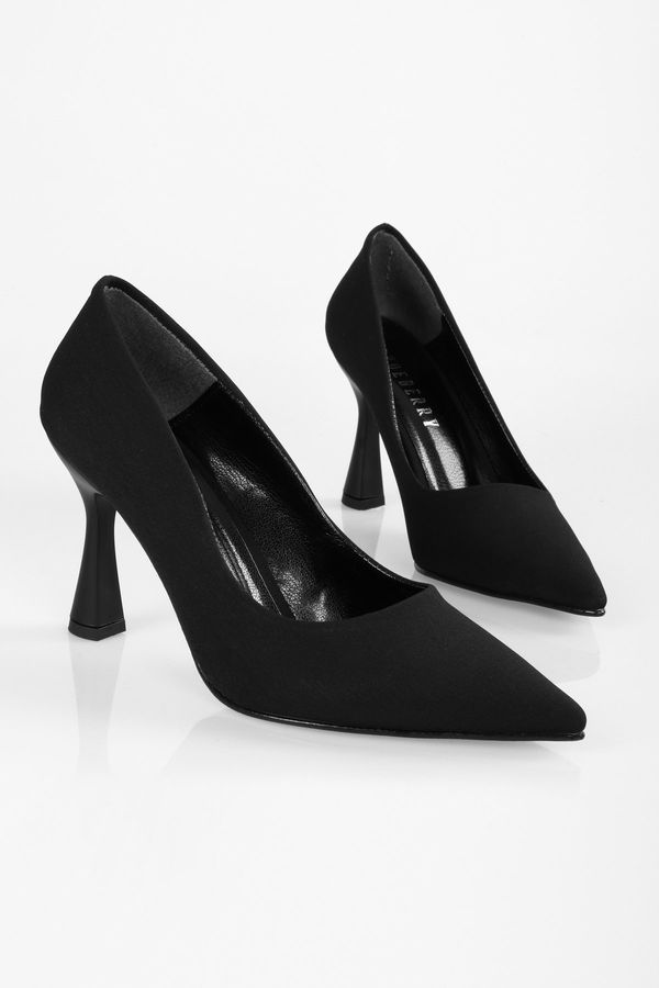 Shoeberry Shoeberry Women's Magda Black Matte Satin Heeled Shoes Stiletto