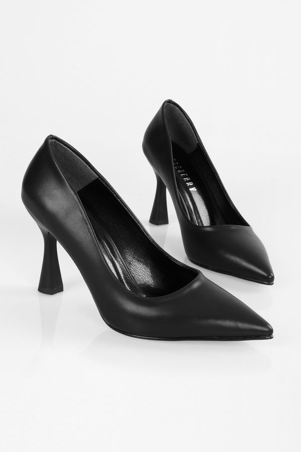 Shoeberry Shoeberry Women's Magda Black Skin Heeled Shoes Stiletto