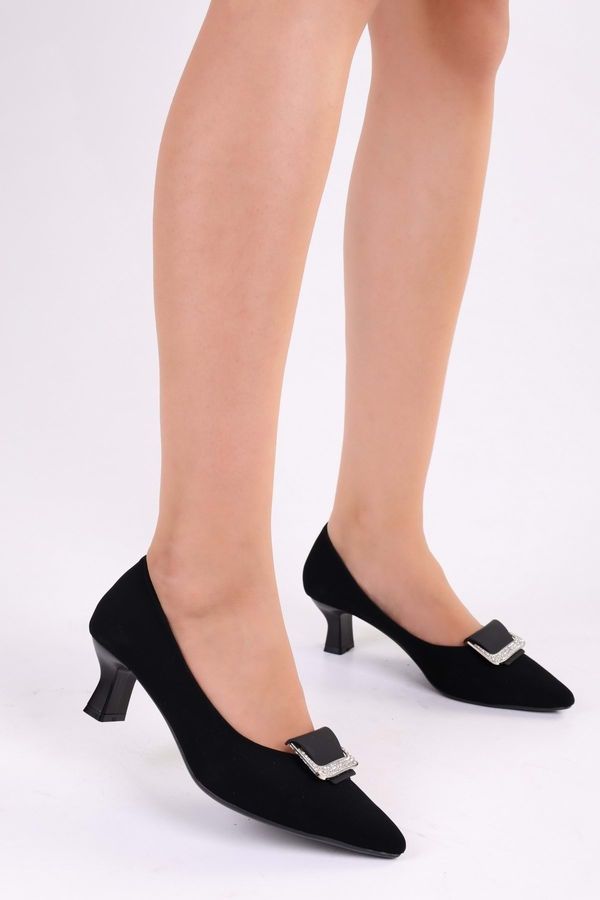Shoeberry Shoeberry Women's Savoir Black Suede Stiletto Heel Shoes