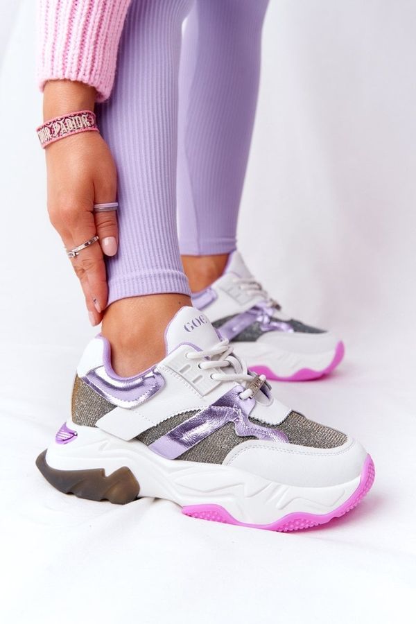 Kesi Shoes on large soles GOE HH2N4038 white-purple