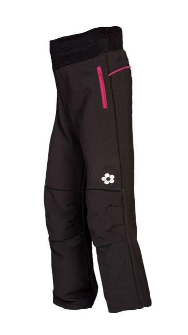 Kukadloo Softshell trousers - black with pink zippered pockets