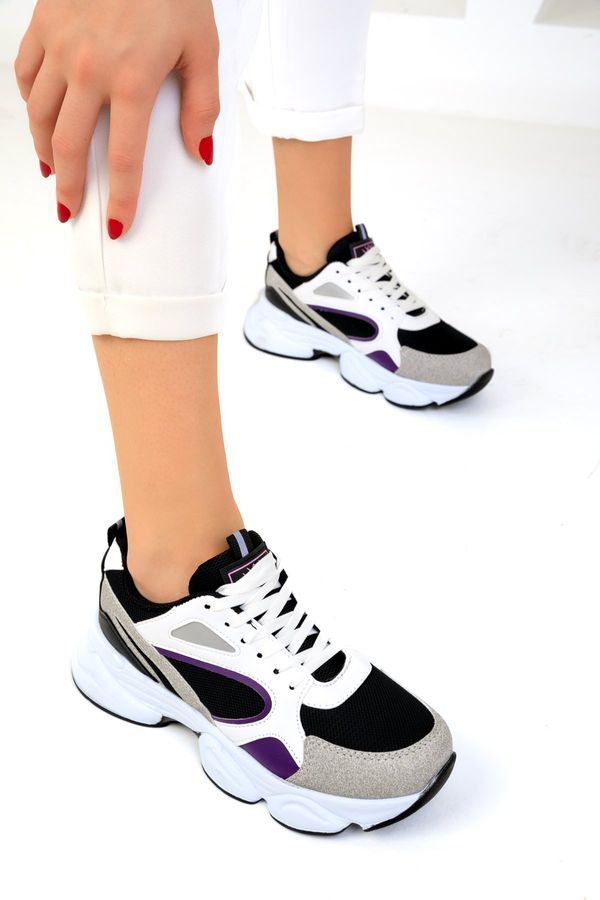 Soho Soho Grey-Black-Purple Women's Sneakers 17226