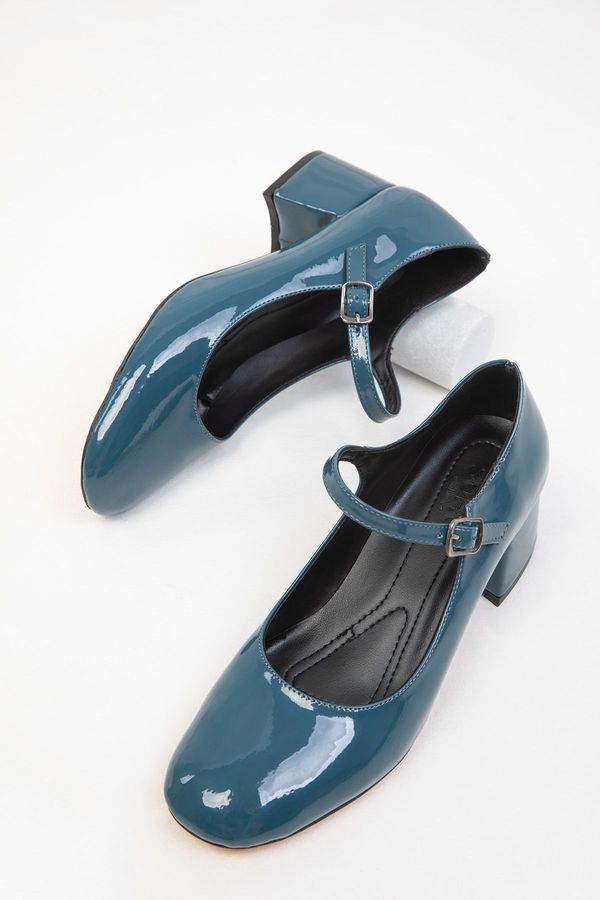 Soho Soho Petrol Blue Patent Leather Women's Classic Heeled Shoes 18447