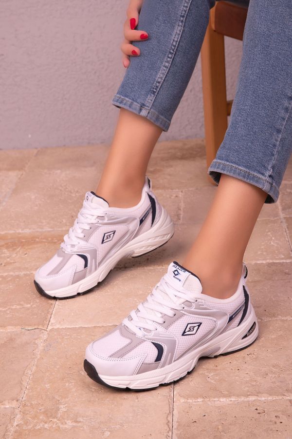 Soho Soho White-Navy Blue Women's Sneakers 18285