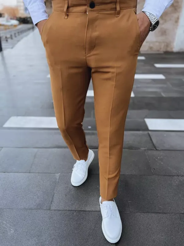 DStreet Solid Color Dstreet Camel Chino Pants for Men