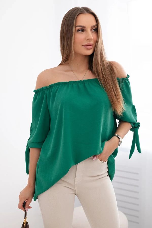 Kesi Spanish blouse with a tie on the sleeve green