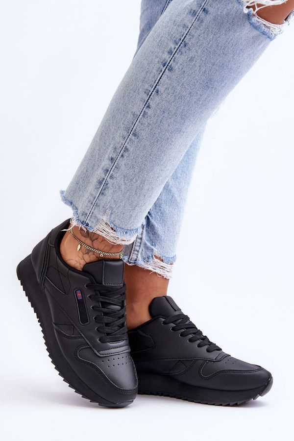 Kesi Sport shoes leather lace-up platform Black Merida