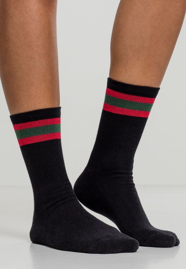 Urban Classics Striped sports socks 2-pack black/fiery red/green