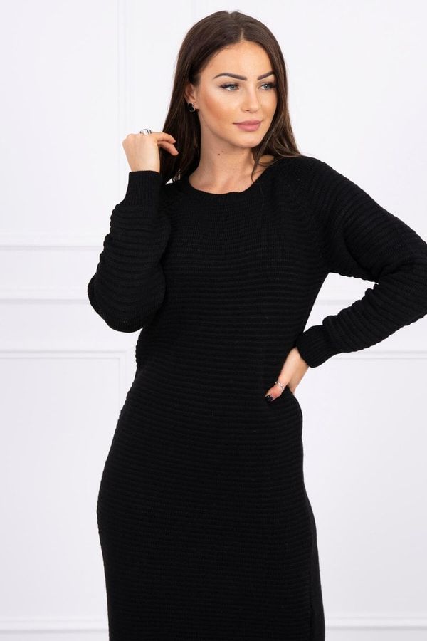 Kesi Striped sweater dress of black color