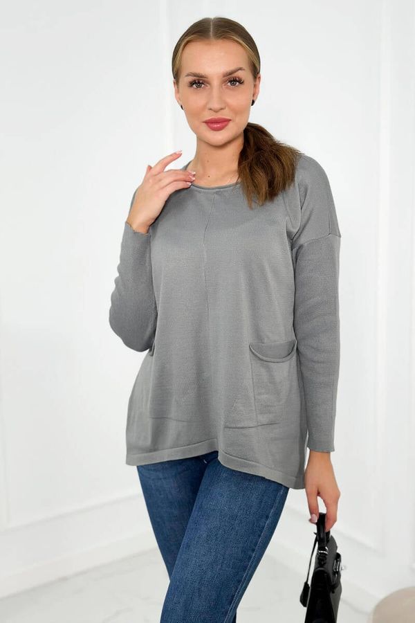 Kesi Sweater with front pockets grey