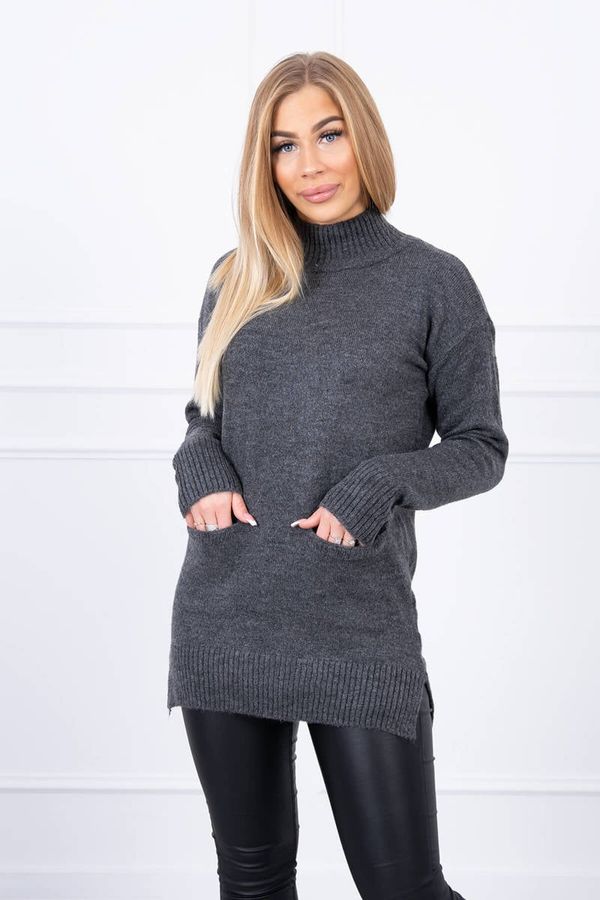 Kesi Sweater with graphite stand-up collar