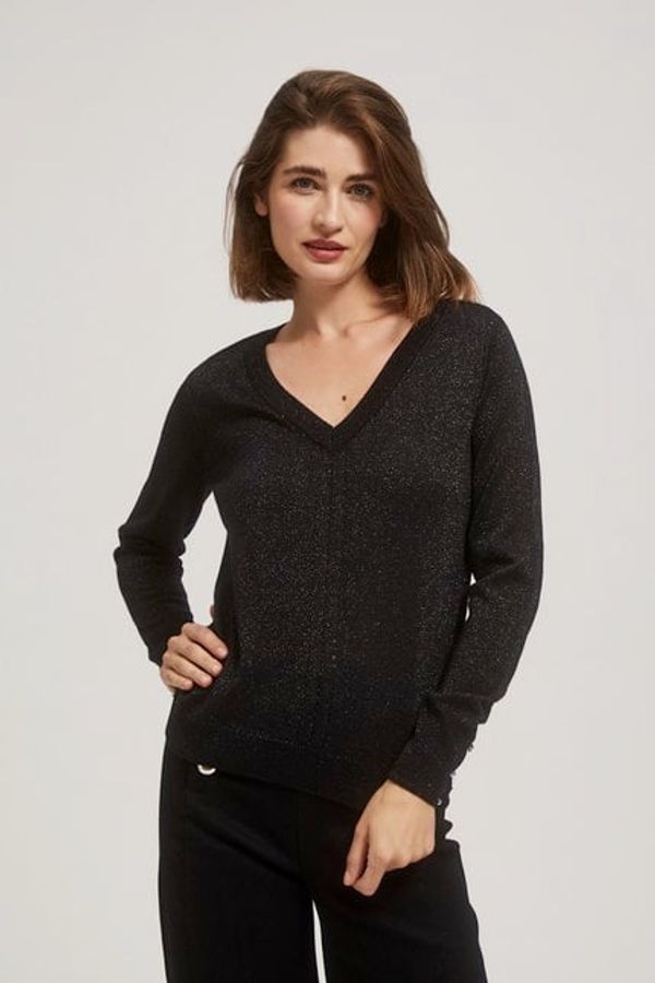 Moodo Sweater with metal thread and V-neck