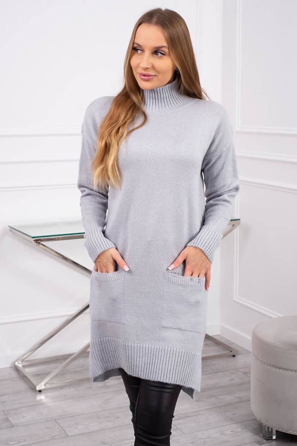 Kesi Sweater with stand-up collar light gray