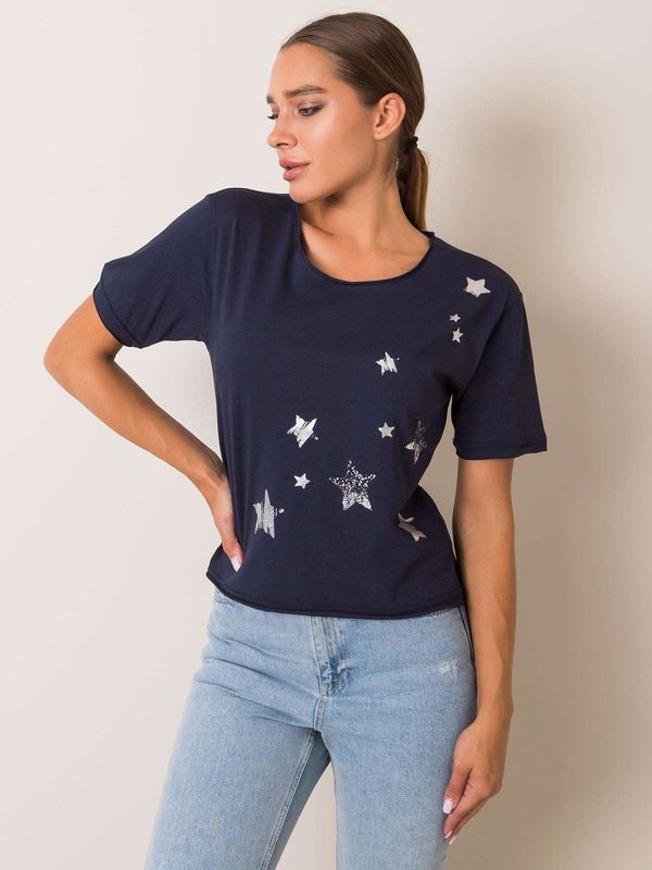 Fashionhunters T-shirt Navy Star FOR FITNESS