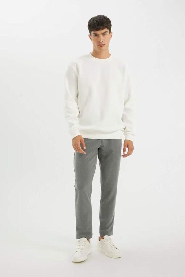 DEFACTO T5139AZ/WT32 Men's Defacto Sweatshirt OFF WHITE