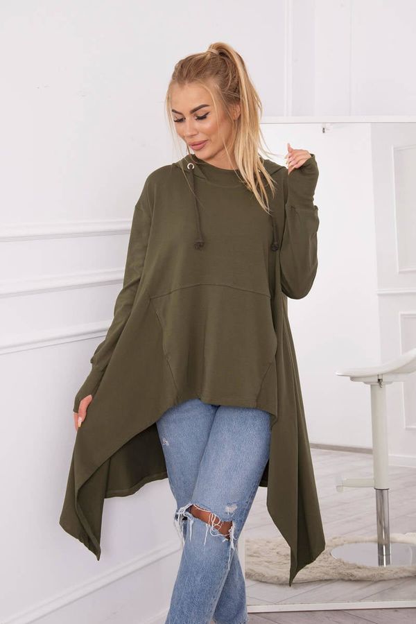 Kesi The blouse is flowing in khaki color at the bottom
