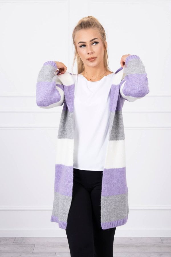 Kesi Three-color striped sweater ecru+purple+gray