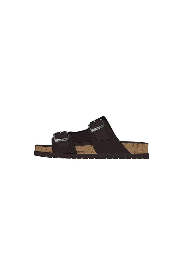 Tommy Hilfiger Tommy Hilfiger Flip Flops - CORK SUEDE BUCKLE SANDAL brown