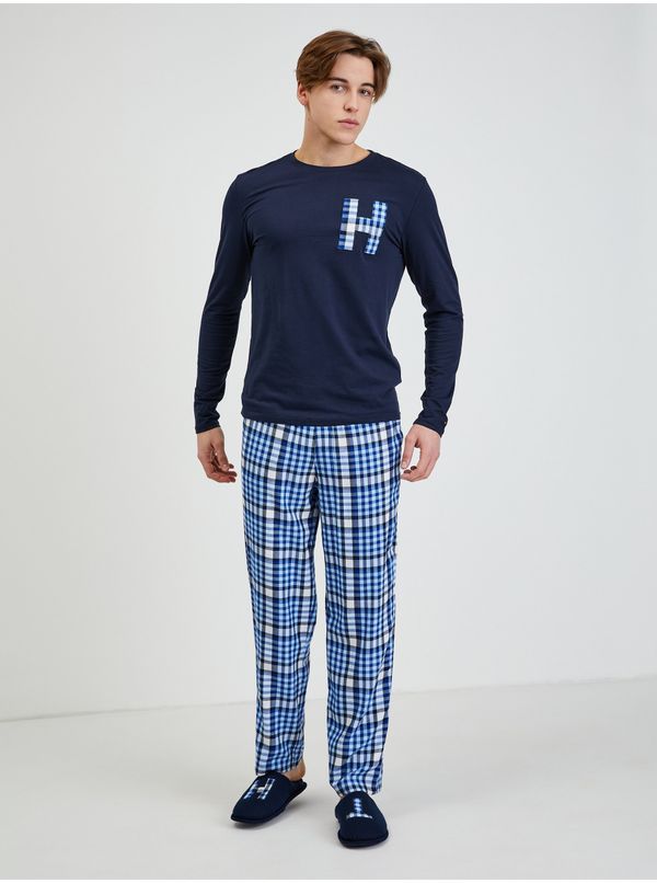 Tommy Hilfiger Tommy Hilfiger Mens Plaid Pajamas and Slippers Set in blue Tommy - Men