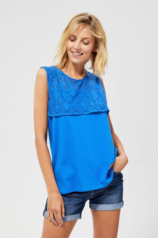 Moodo Top with lace - blue