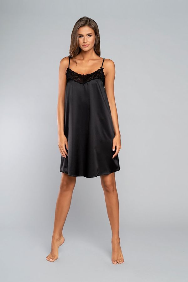 Italian Fashion Touch-sensitive shirt with narrow straps, short - black