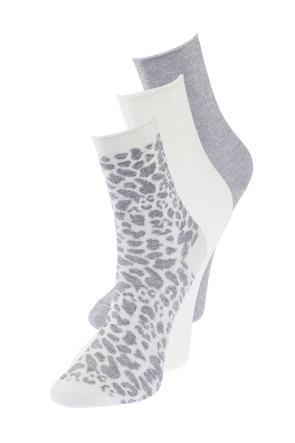 Trendyol Trendyol 3-Pack Gray-Multicolor Cotton Knitted Socks