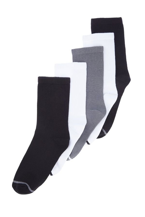 Trendyol Trendyol 5-Pack Multi Color Cotton Contrast Striped College-Tennis-Mid-Length Socks