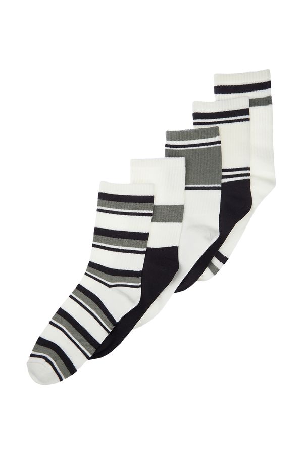 Trendyol Trendyol 5-Pack Multi Color Cotton Striped College-Tennis-Mid-Length Socks