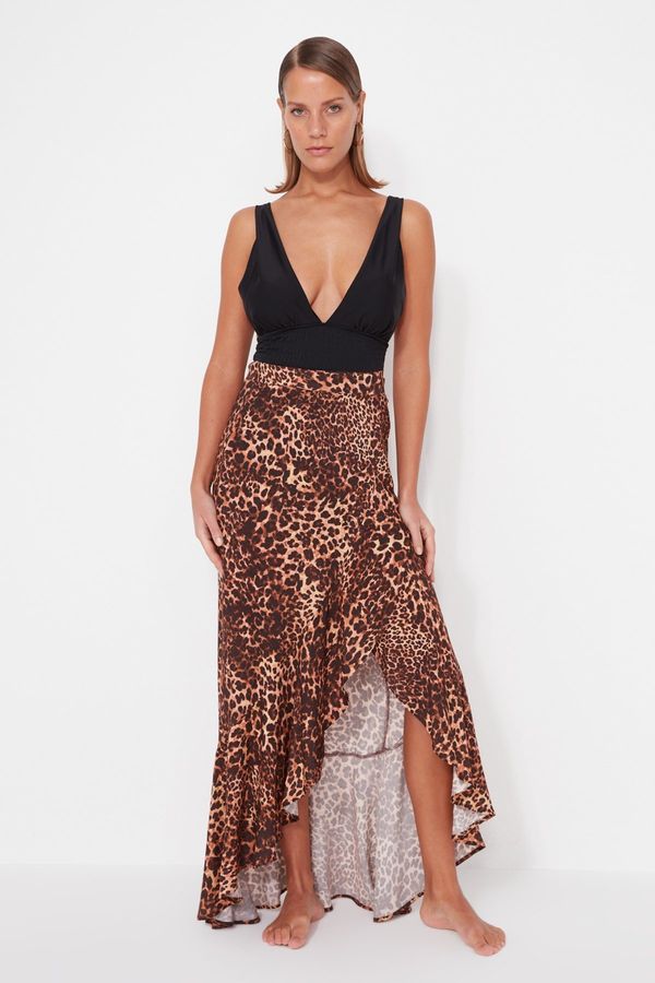 Trendyol Trendyol Animal Patterned Maxi Ruffled Skirt