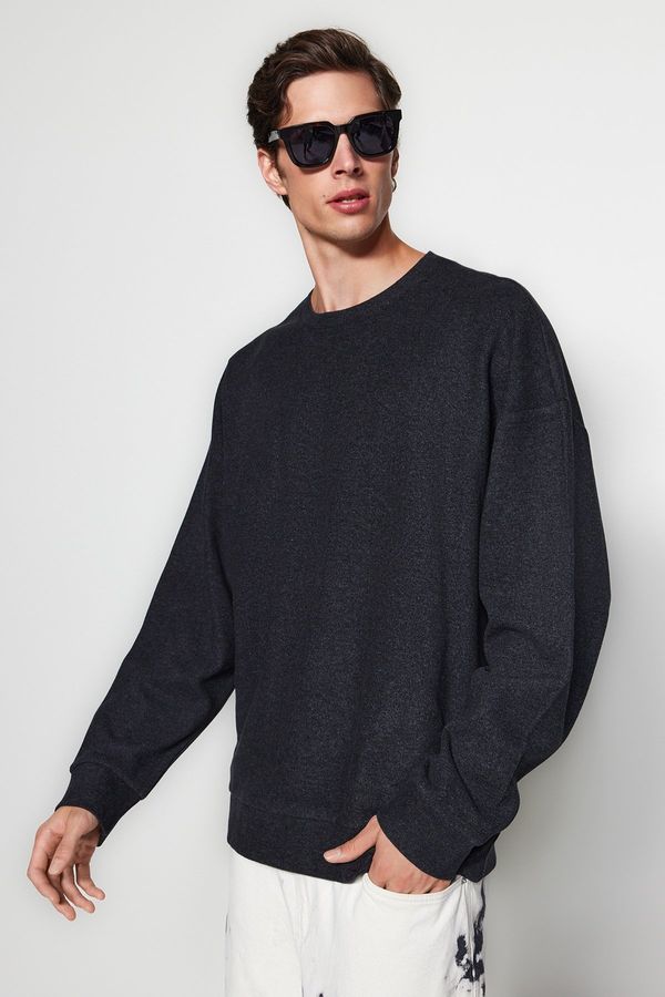 Trendyol Trendyol Anthracite Basic Oversize/Wide-Fit Soft Brushed Thessaloniki Sweatshirt