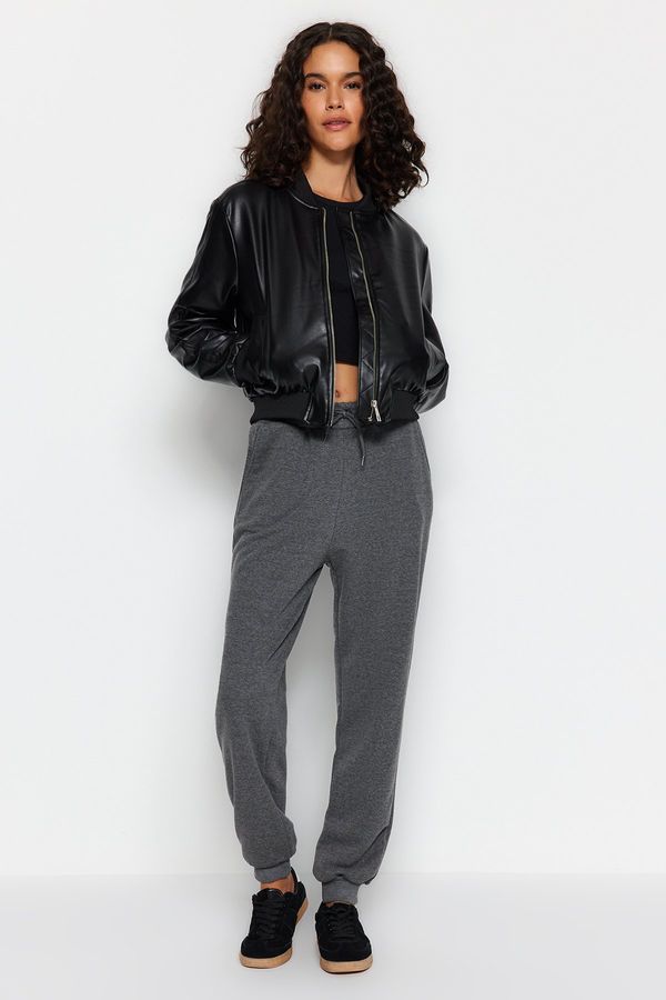 Trendyol Trendyol Anthracite Loose Jogger Normal Waist Thick Knitted Sweatpants