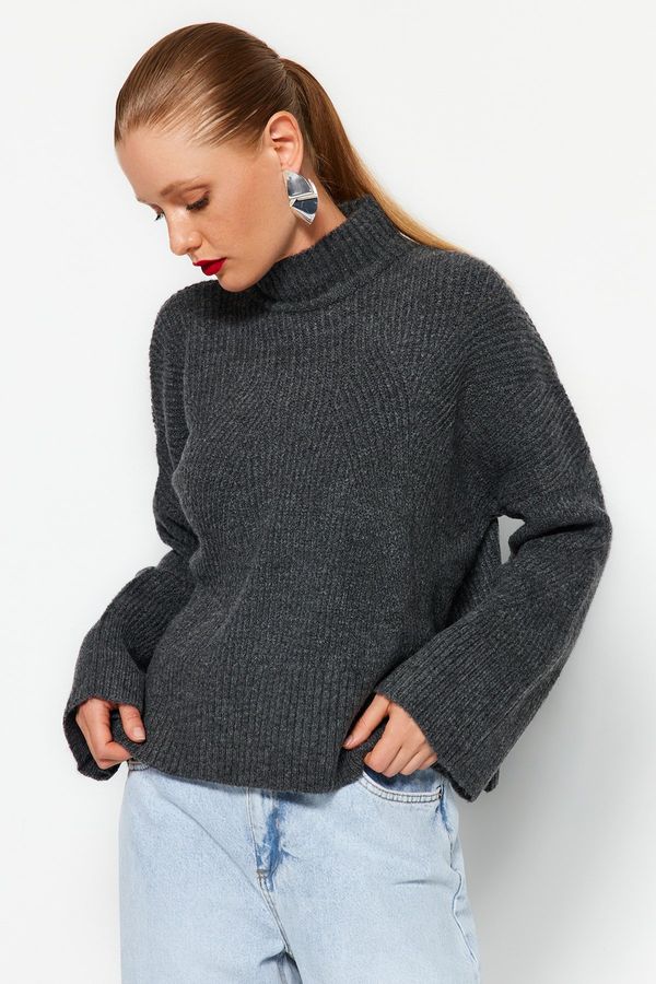 Trendyol Trendyol Anthracite Soft Textured Basic Knitwear Sweater