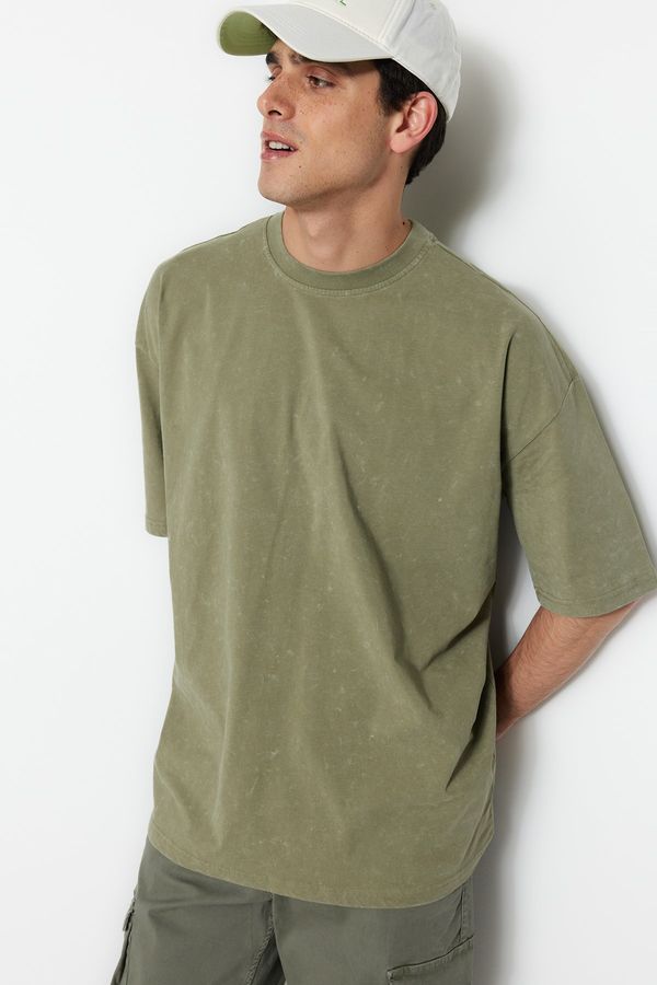 Trendyol Trendyol Basic Oversize/Wide-Fit Short Sleeve Wear/Faded Effect 1 Cotton T-Shirt