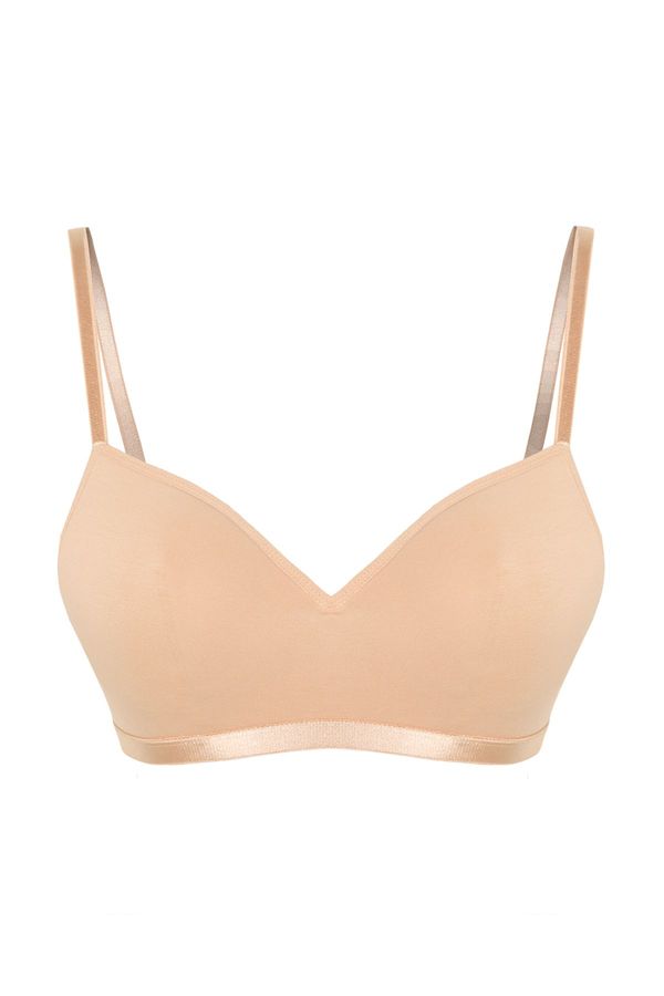 Trendyol Trendyol Beige Cotton Non-wired Covered Rope Strap T-Shirt Bra Knitted Bra