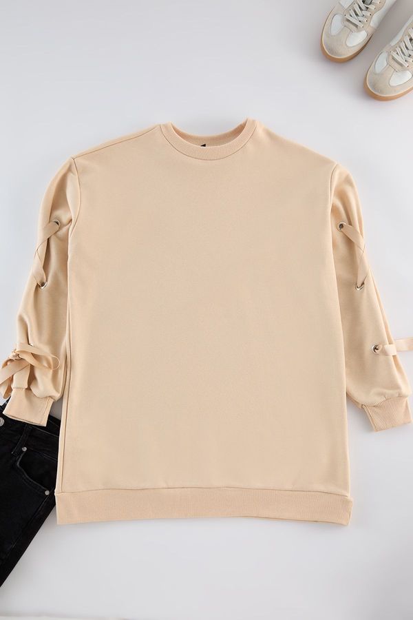 Trendyol Trendyol Beige Lace Detail Sweatshirt