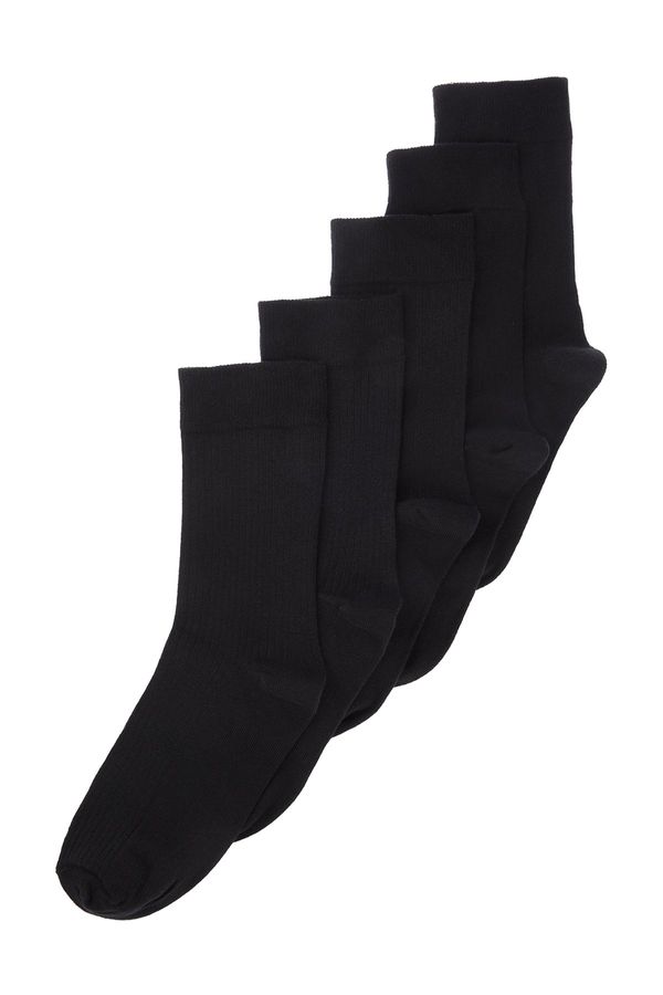 Trendyol Trendyol Black 5 Pack Cotton Textured College-Tennis-Medium Size Socks