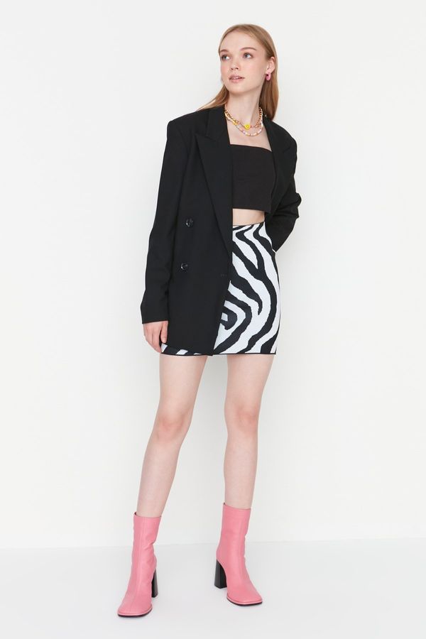 Trendyol Trendyol Black Animal Patterned Sweater Skirt