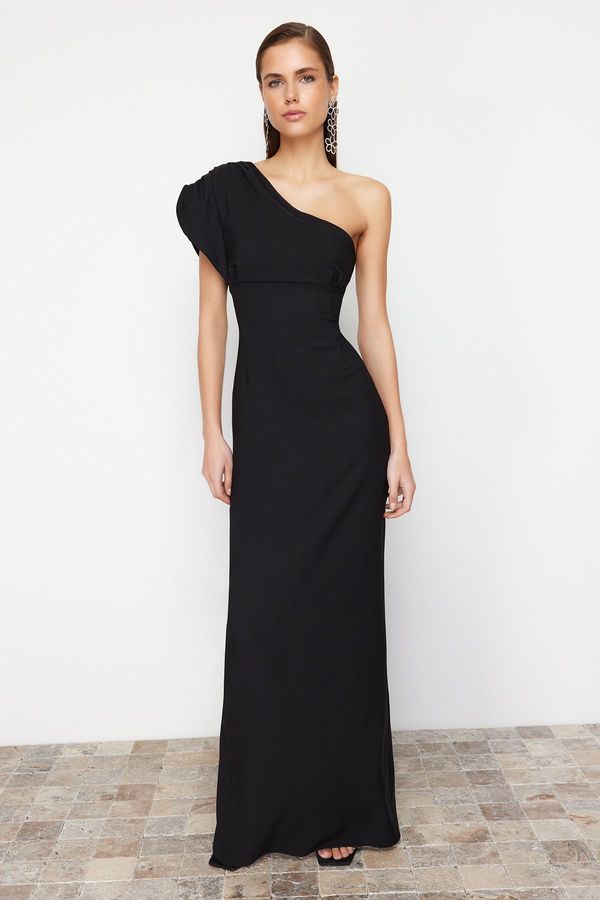 Trendyol Trendyol Black Asymmetrical Collar Woven Long Evening Dress