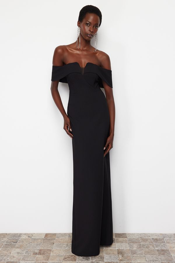 Trendyol Trendyol Black Body-Sitting Woven Long Evening Dress