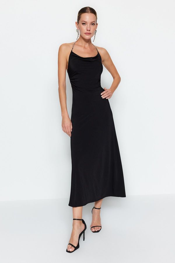 Trendyol Trendyol Black Chain Accessory Detail Elegant Evening Dress