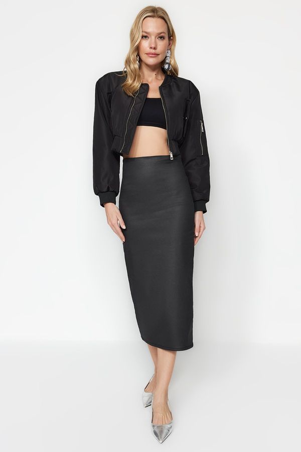 Trendyol Trendyol Black Coated Midi Pencil Skirt