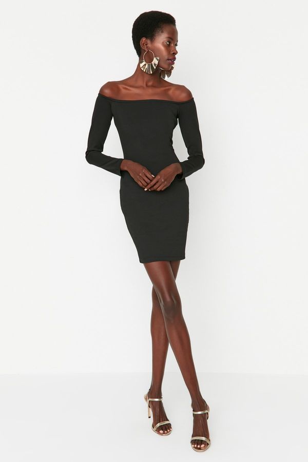 Trendyol Trendyol Black Collar Detailed Knitted Evening Dress