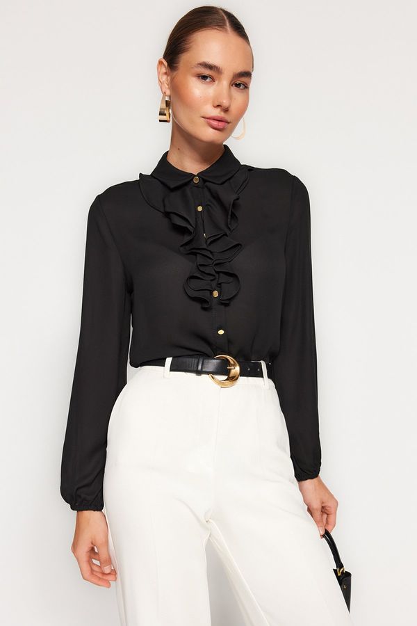 Trendyol Trendyol Black Detachable Bow Woven Shirt