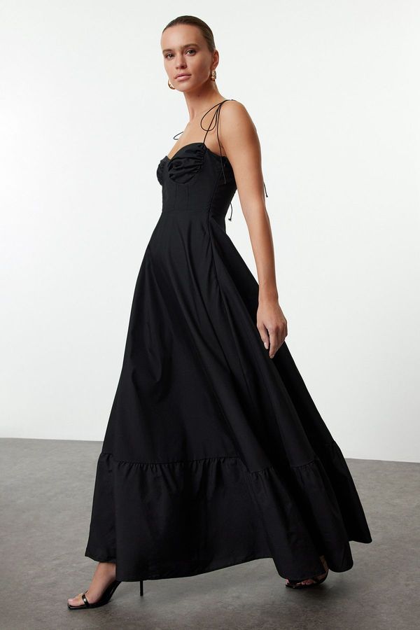 Trendyol Trendyol Black Drape Detailed Woven Maxi Dress